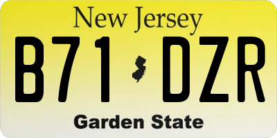 NJ license plate B71DZR