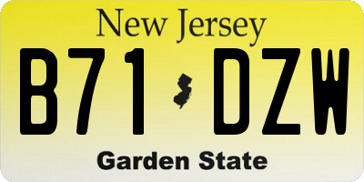 NJ license plate B71DZW