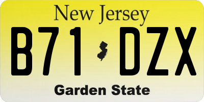NJ license plate B71DZX