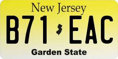 NJ license plate B71EAC