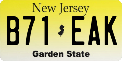 NJ license plate B71EAK