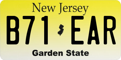 NJ license plate B71EAR