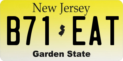 NJ license plate B71EAT