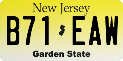 NJ license plate B71EAW