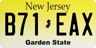 NJ license plate B71EAX