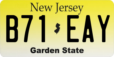 NJ license plate B71EAY