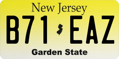 NJ license plate B71EAZ