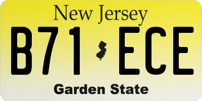 NJ license plate B71ECE