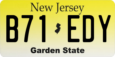 NJ license plate B71EDY