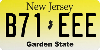 NJ license plate B71EEE
