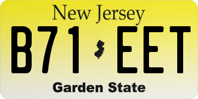 NJ license plate B71EET