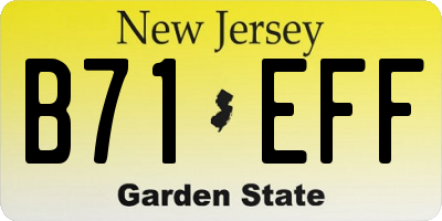 NJ license plate B71EFF