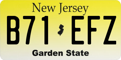 NJ license plate B71EFZ