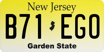 NJ license plate B71EGO
