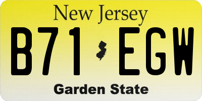 NJ license plate B71EGW