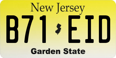 NJ license plate B71EID