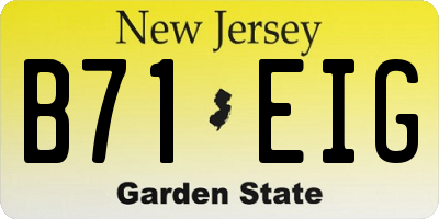 NJ license plate B71EIG