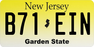 NJ license plate B71EIN