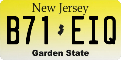 NJ license plate B71EIQ