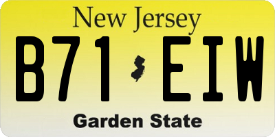 NJ license plate B71EIW