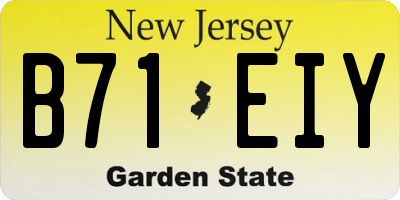 NJ license plate B71EIY