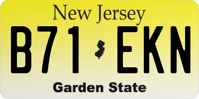 NJ license plate B71EKN