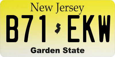 NJ license plate B71EKW
