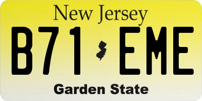 NJ license plate B71EME