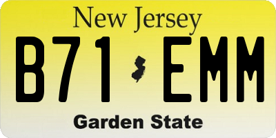 NJ license plate B71EMM