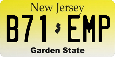 NJ license plate B71EMP