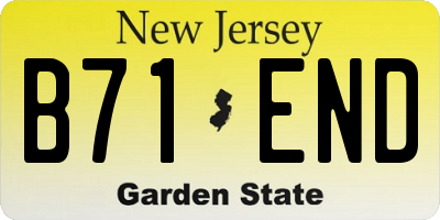 NJ license plate B71END