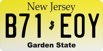 NJ license plate B71EOY