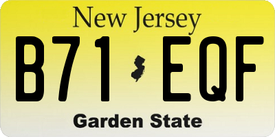 NJ license plate B71EQF
