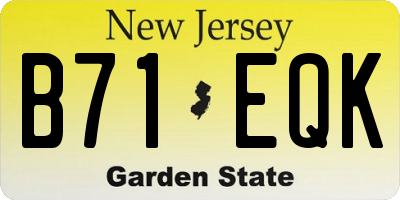 NJ license plate B71EQK