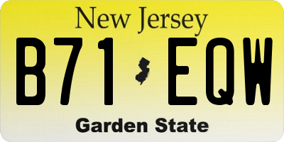 NJ license plate B71EQW