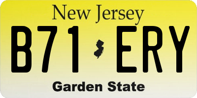NJ license plate B71ERY