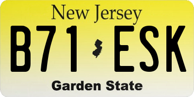 NJ license plate B71ESK