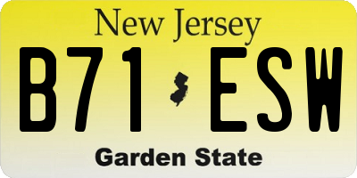 NJ license plate B71ESW