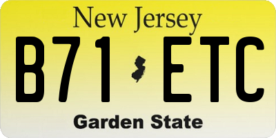 NJ license plate B71ETC