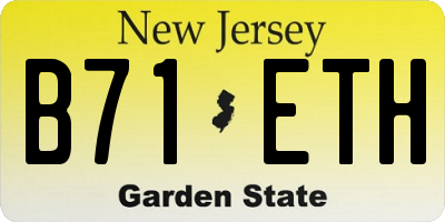 NJ license plate B71ETH