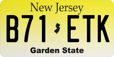 NJ license plate B71ETK