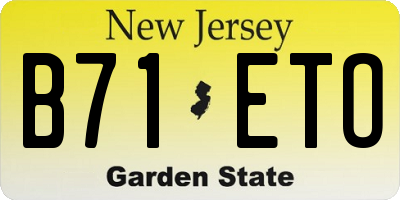 NJ license plate B71ETO