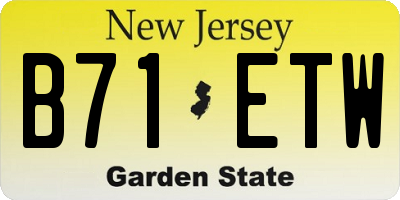 NJ license plate B71ETW