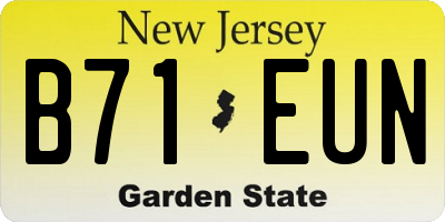 NJ license plate B71EUN