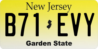 NJ license plate B71EVY