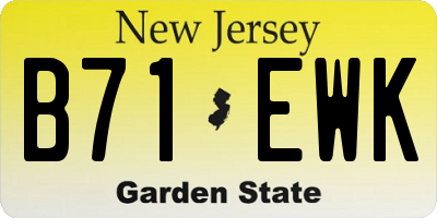 NJ license plate B71EWK