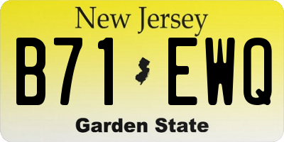 NJ license plate B71EWQ