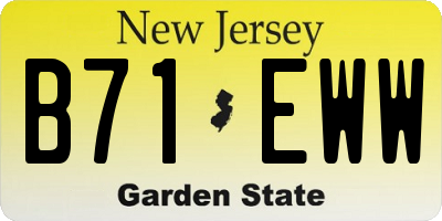 NJ license plate B71EWW
