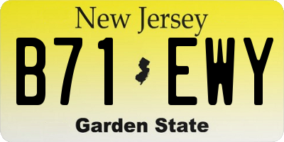 NJ license plate B71EWY