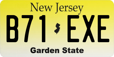 NJ license plate B71EXE